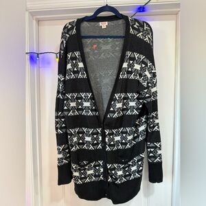 Mossimo Supply Co. Black and White Patterned Cardigan vintage XXL